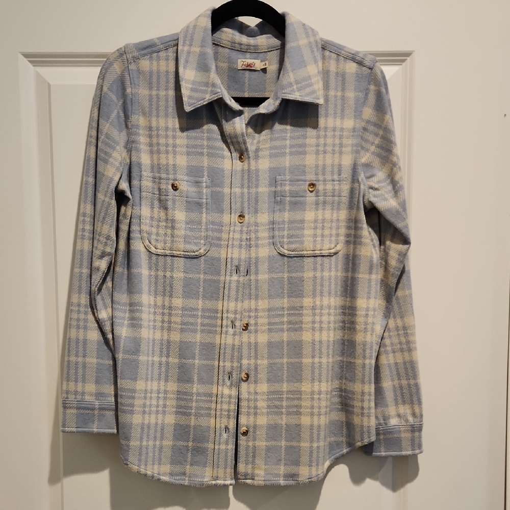 Faherty Blue Plaid Sweater Shirt
